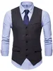 Kahverengi Erkek Yelek 2019 Yün Damat Yelek İngiliz Stil Erkek Takım Elbise Yelek Slim Fit Custom Made tasarımcı bağları Düğün Yelek mens
