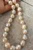 envíoGratisNobleJoyeríaGran11-13mm Mar Del Sur Barroco Oro Rosa Collar de Perlas 14 K