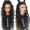 Full Front Pigs Loose Deep Wave Lace Front Human Hair Wig Pre Plocked With Baby Hairs 20 tum Glueless HD Transparent Schweizisk 150% Densitet DiVA1