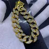 Mode Mens Gold Kuba Chain Hip Hop Rappers Halsband Glue Diamonds Jewelry266D