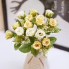 Artificial 15 little roses bouquet silk flowers wedding decorations flower height about 28cm Home decoration artificial flowers