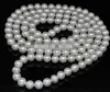 Grand collier de perles blanches de niveau 12-12mm, 55 "