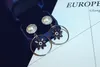 New trendy fashion luxury designer glittering diamond pearl circle crystal flower pendant drop dangle chandelier stud earrings for woman