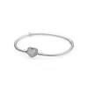 Authentieke S925 Sterling Silver Heart Charms Armband 6.3 inch 16cm Fit Pandora Europese Kralen Sieraden Bangle Real Silver Bracelet for Women