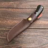 New Arrival Outdoor Survival Staight Hunting Knife D2 Mirror Polish Drop Point Blade Full Tang Wood Handle Knives With Leather Sheath