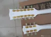 Ree Versand Heißer Verkauf 6 + 12 Saiten Kundenspezifische Gitarre Doppelhals Goldene Hardware Weiße E-gitarre