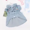 Embroidery Dog Jean Skirts Summer Pet Dresses For Dogs Skirt Denim Dog Dress Bubble Sleeve Pet Clothes For Dogs Pets Clothing1305C