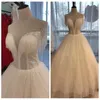 Luxury Beading Tassles Wedding Dresses Scoop Neck Sexy Illusion Bodice Sparkly Ballgown Wedding Bridal Gowns Custom Made Vestido de novia