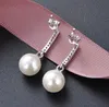 925 Sterling Silver Pearl Anniversary Engagement Charm Earings voor Bridemaids Nieuwe sieraden Pave Setting Zirconia Oorbellen Groothandel