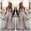 2020 New Silver Grey A Line Wedding Dresses Sweetheart Neckline Strapless Lace Applique Sweep Train Tulle Custom Made Wedding Bride Gown