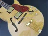 Wysokiej jakości najnowsze niestandardowe gitarę Jazz Electric Fivation Pull String Board and Gold Tabinings Semi puste body Archtop Guitar8207333