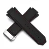 Accessoires de montre hommes 26 mm x 18 mm de haute qualité Red Centred Black Silicone Rubber Watch Band Sangle de déploiement pour Hub Big B3207317