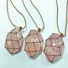 10st ny ankomst 40-60mm Freeform Natural Polished Pink Rose Quartz Crystal Rock Stone Macrame Knotted Wrapped Justable Halsband Handgjorda