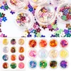 12 Pot Nail Art Mieszany Kwiat Dekoracji Glitter Akrylowe Cekiny Craft Paillette Szycia Accessorie 3D Tip DIY Design UV Gel Polski