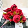 Luyue 13 Ramo/Bouquet Fiori artificiali Peonia Vivid flores artificiales Seta finta Rosa Nuziale Decorazioni per matrimoni Ghirlanda Ghirlanda casa