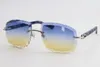 Metal Latest Fashion Sunglasses Marble Blue Plank Rimless Eyeglasses High Quality Mirror 18K gold frame Sunglasses Unisex Brown3718878