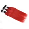 Brazilian Virgin Hair 1B Red Ombre Human Hair Extensions 1028inch 1Bred Straight 2 Bundles Whole7632519