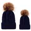 Kids & Adults Poms Beanie With Liner Trendy Hats Winter Knitted Cable Slouchy Skull Caps Leisure Beanies