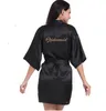 Bridal Party Bathrobe Women Short Silk Satin Night Kimono Robe Wedding Bride Bridesmaid Robes Dressing Clows Night Clow for Women 3811488