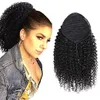 Krullend Menselijk Haar Paardenstaart met Wrap Trekkoord 3C Remy Braziliaanse Virgin Haar Natuurlijke Kleur Afro Kinky Curly Hair Piece Clip-in Extensions