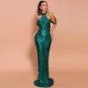 Abendkleid Yousef aljasmi, figurbetontes Kleid, Neckholder, Meerjungfrau, ärmellos, Pailletten, Spitze, Fischschwanzkleid – neu für die Dinnerparty