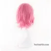 Anime naruto rosa cosplay peruca de cabelo curto em linha reta