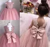 Yaz Batı Düğünler Prenses Bir Çizgi Jewel Boyun Aplike Kayışlı Bebek Çocuk Yarışması törenlerinde İçin Çiçek Kız Elbise