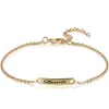 Bracciale con barra identificativa con nome personalizzato personalizzato per donna uomo in acciaio inossidabile con lettera iniziale braccialetto con ciondolo gioielli di moda regalo per migliori amici