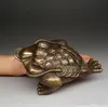 Antik bronz bakır üç ayak yedi şanslı kurbağa feng shui süsler zanaat hediye dekoratif süsler Ev Mobilya antika