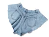 Twotwinstyle Casual Denim Shorts Saias Alto Cintura Ruffle Hem Solta Ruched Calças Curtas Femininas Moda Roupas 2020 Primavera Tide CX200605