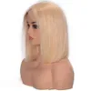 613 Blonde Straight Malaysian человеческие парики волос для женщин 13x4 короткий боб кружево передний парик
