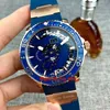 9 Styl Nowy 45mm Marine Perpetual Kalendarz Automatyczny Zegarek Mens Rose Gold Case Case Niebieski Dial Pasek Gents Zegarki Sportowe