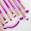 New 10pcs/set Gradient Color Makeup Brushes Set Bling Bling Face Eye Shadow Foundation Makeup Brushes Heart Shape Eyebrow Cosmetic Brushes