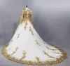 Великолепные белые мусульманские свадебные платья с золотыми кружевными аппликациями свадебное платье с длинными рукавами vestido de noiva свадебное платье с цветом 288k