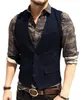 2021 Modest Grey New Wedding Groom Vests Wool Single breasted Herringbone Tweed Vests Groomsmen Vest Mens Suit Vests Waistcoat Cus8957631