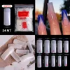 500pcs/pack Natural Clear False Acrylic Nail Tips Full/Half Cover French Sharp Coffin Ballerina Fake Nails UV Gel Manicure Tools