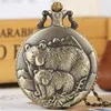 Bronzen IJsberen Display Quartz Fob Zakhorloge Vintage Hanger Ketting Ketting Retro Klok Geschenken Kinderen Mannen Vrouwen