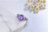 Vintage Elegante Pietra Rotonda Feb Birthstone Anelli di Pietre Preziose Viola per Le Donne Anello di Barretta d'argento Gioielli da Sposa Amante Regali