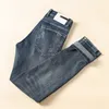 Nieuwe collectie heren designer tassen jeans vouw streep stijl gewassen mode rechte jeans slanke broek motorfiets biker zakelijk vrije tijd causaal Amerikaanse maat 29-38