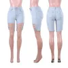 Neue Frauen Jeans Sommer Streetwear Kette Aushöhlen Schwarz Hohe Taille Knielangen Hosen Licht Denim Jeans Dünne Kurze Hosen