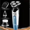 Allt i en tvättbar elektrisk rakning Man Grooming Kit SideBurn Hair Clipper Beard Trimmer Shaver Razor 3D Folating Cutter Rakning