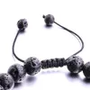 Pulsera tejida de árbol de la vida con piedra de Lava negra de 8MM, pulsera difusora de aceite esencial de aromaterapia DIY para árbol de la vida para mujeres y hombres