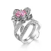 Rose Flower Ring Zirkoon Sieraden voor Dames Engagement Bruiloft Gift Bague Bijoux Maat 5 6 7 8 9 10 11 12