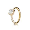 Mode CZ Diamond Elegant Ring 925 Sterling Silver Pläterad 18K Guld/Roseguldpläterad För Pandora Lyx Kvinnors Vigselring Med Box