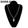 Mode Iced Out Silver Cross Necklace Smycken Kvinnor Bröllop Glänsande CZ Zircon Crystal Pendant Halsband Party Gift