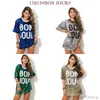 Multicolor Women Tops T-Shirts Sequined Glitter Loose Shirts Hip-hop Club Party Dance Casual Dress Sexy Ladies Summer