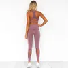 Vrouwen yoga set sexy mesh stitching hoge taille gym fitness workout set yoga outfits sportkleding yoga broek leggings en topset