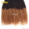 Ombre Blonde Brazilian Hair Wefts Kinky Curly Virgin Hair Three Tone 1B 4 30 Weave Human Hair Extensions OPP
