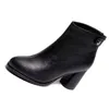 Kurze warme Winterschuhe, Fell, schwarz, klobige Block-Stiefeletten, künstliche Damen-Stiefeletten, runde Zehen, wasserdicht, modischer High-Heel