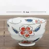 Vintage Blue and White Japanese Bowl Set of 4 5 inch Porcelain Dinnerware for Soup Rice Noodle Asian Lifestyle Hand Painted Flower Pattern